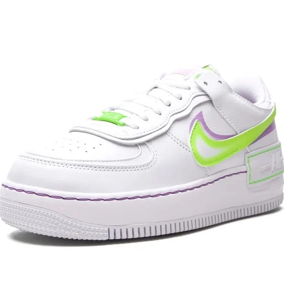 NIKE Air Force 1 Low Shadow White Electric Green Size 10 - Picture 15 of 15